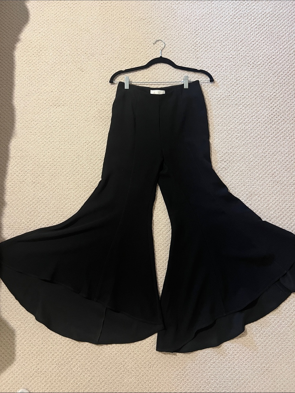 Anthropologie Black Wide-Leg Flounce Pants